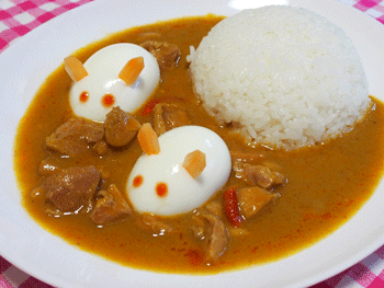 ゆで卵のうさぎカレー